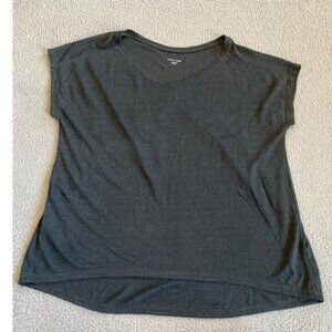 Eileen Fisher Top Large Linen Cap Sleeve V Neck Gray T Shirt Lightweight Luxury